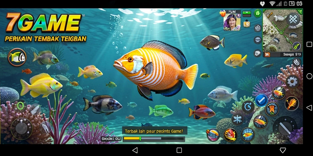 Tampilan gameplay seru dalam 7GAME Tembak Ikan yang mengasyikkan.