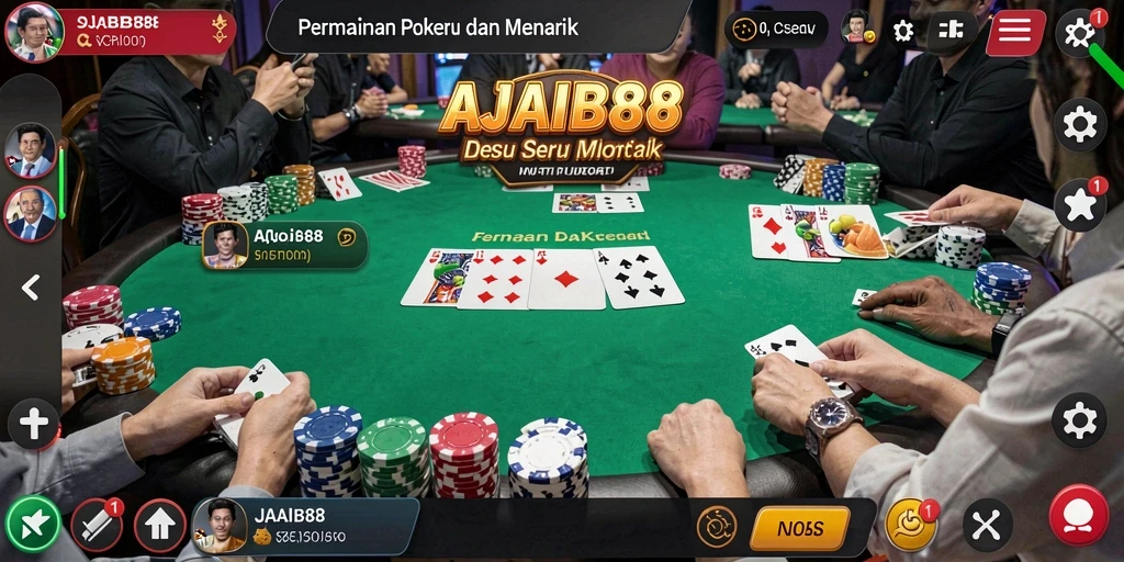Tampilan gameplay AJAIB88 yang seru dan penuh strategi poker.