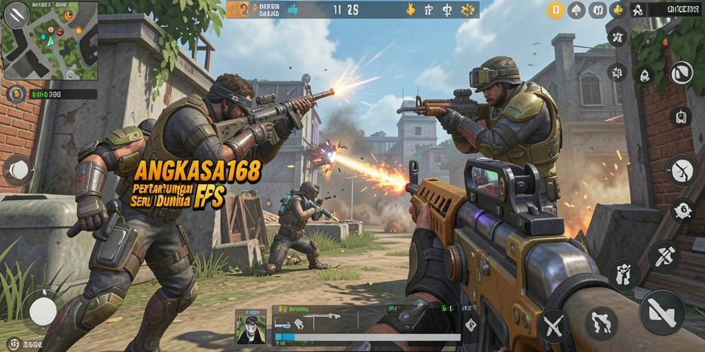Screenshot gameplay seru ANGKASA168 menampilkan aksi tembak-menembak yang mendebarkan.