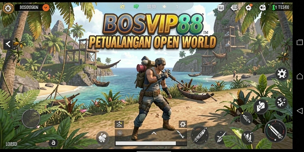 Screenshot gameplay menunjukkan dunia luas dan mendetail dalam BOSVIP88.