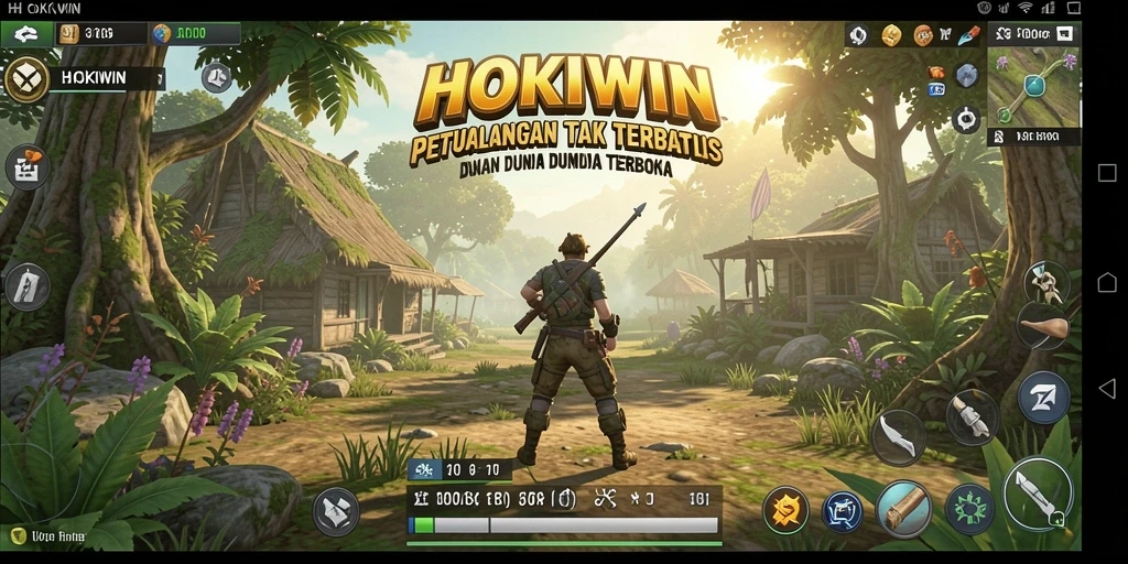 Screenshot gameplay HOKIWIN yang menampilkan petualangan Open World yang seru.