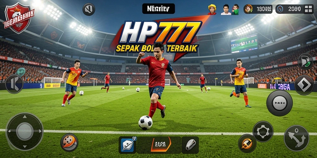 Tangkapan layar permainan HP777 menampilkan aksi sepak bola yang mendebarkan.