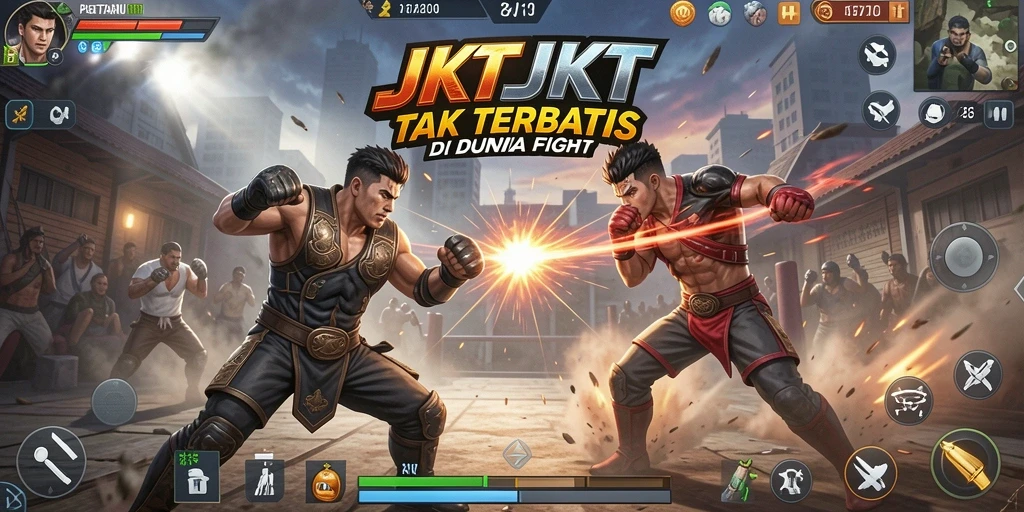 Gameplay JKTJKT menampilkan pertarungan seru dengan karakter yang kuat.