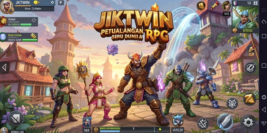 Screenshot gameplay JKTWIN menampilkan aksi pertempuran epik dalam RPG.