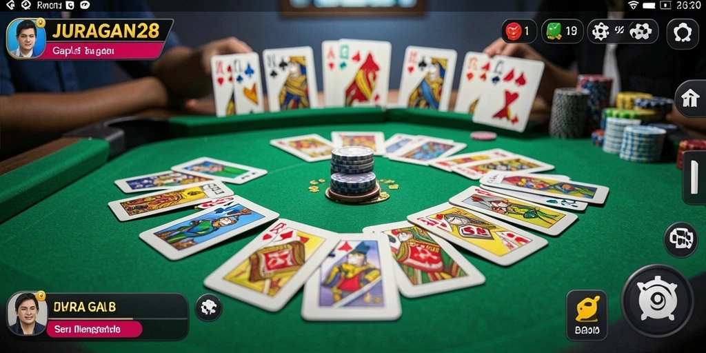 Tangkapan layar gameplay JURAGAN28 yang menunjukkan keseruan bermain Gaple.