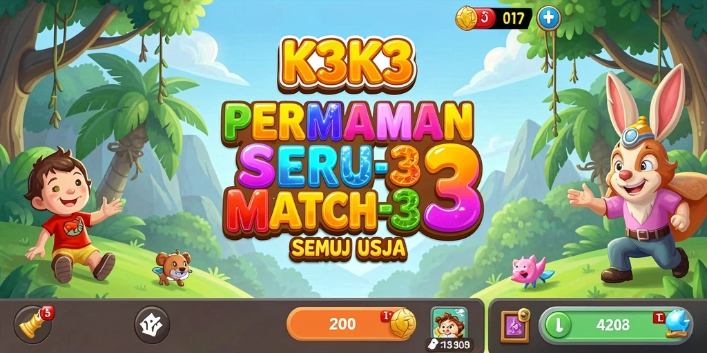 Tampilan gameplay K3K3 dengan elemen Match-3 yang seru.