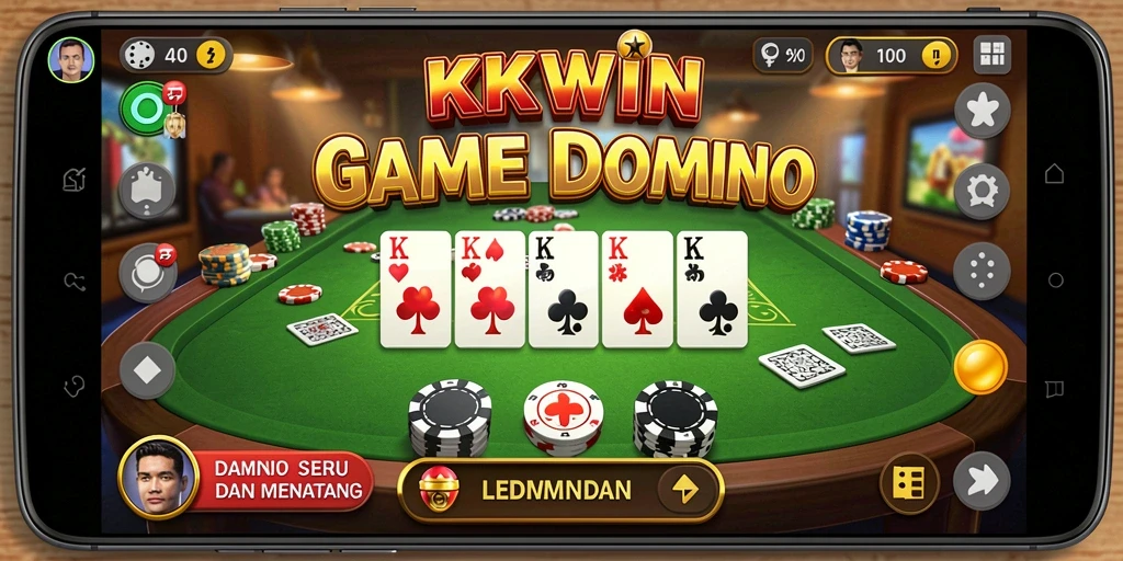 Tampilan gameplay KKWIN dengan serunya permainan Domino.