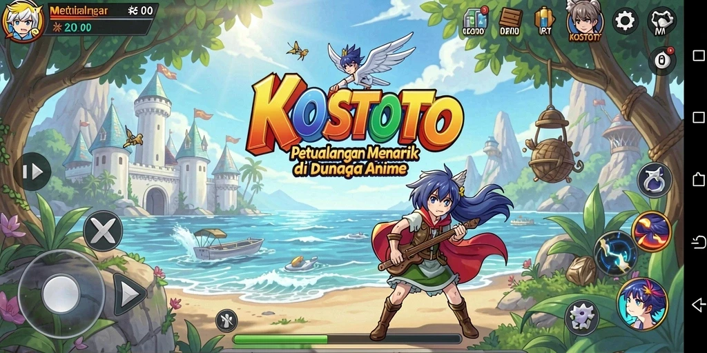 Screenshot KOSTOTO yang menunjukkan aksi karakter dalam pertempuran Anime.