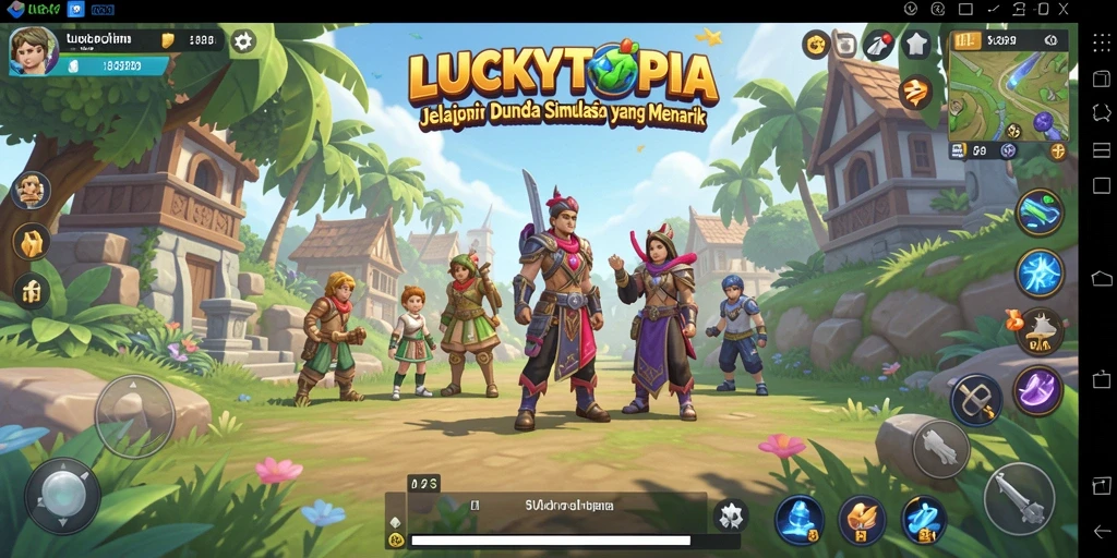 Tampilan gameplay LUCKYTOPIA yang menarik dan interaktif.