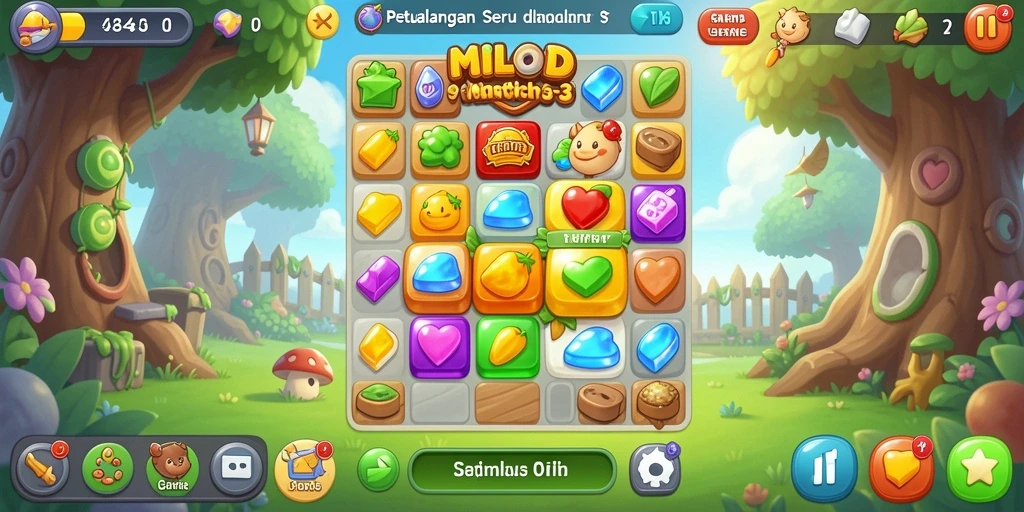 Tampilan gameplay seru dari MILO4D, mencocokkan item untuk menang.