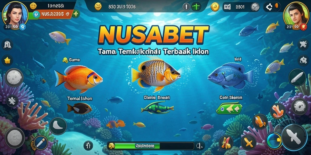 Tampilan gameplay seru NUSABET saat membidik ikan.