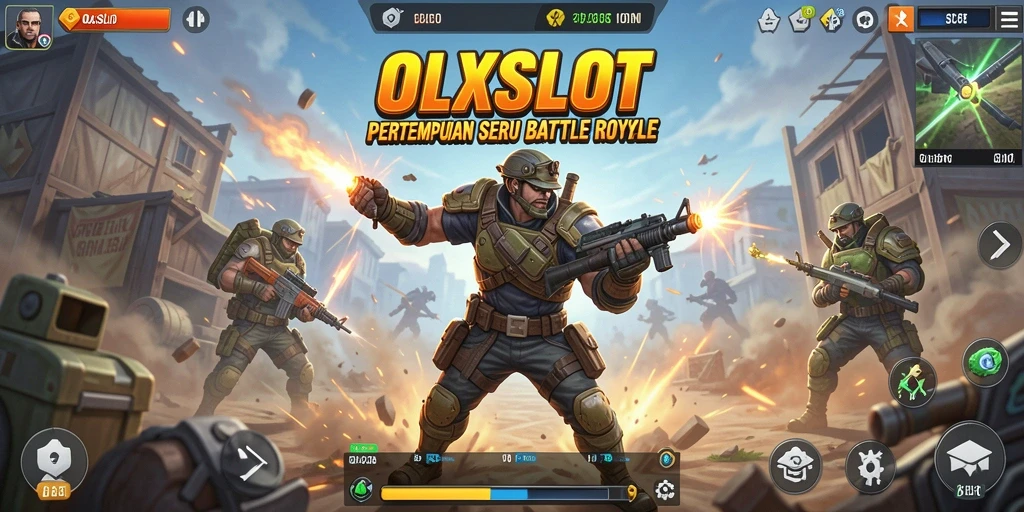 Screenshot OLXSLOT menampilkan aksi seru dalam pertempuran Battle Royale.