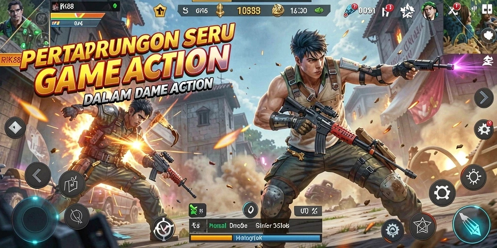 Tangkapan layar utama RK88 menunjukkan aksi seru dalam pertempuran.