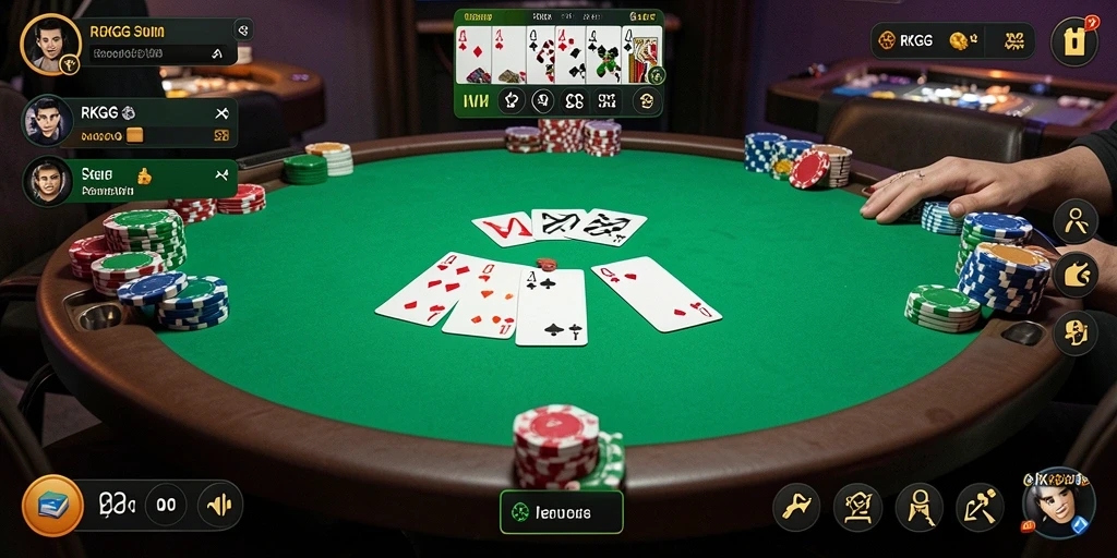 Screenshot RKGG menampilkan gameplay poker yang seru dan mendebarkan.