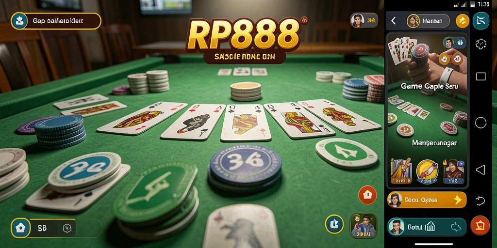Screenshot gameplay RP888 menampilkan suasana seru bermain Gaple.