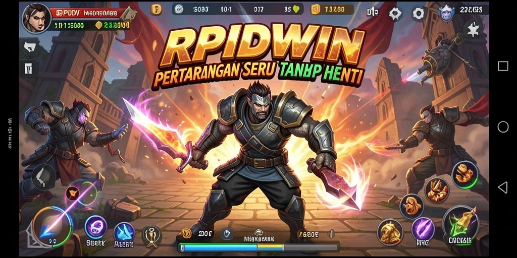 Gameplay RPIDWIN dengan pertarungan mendebarkan antara karakter.