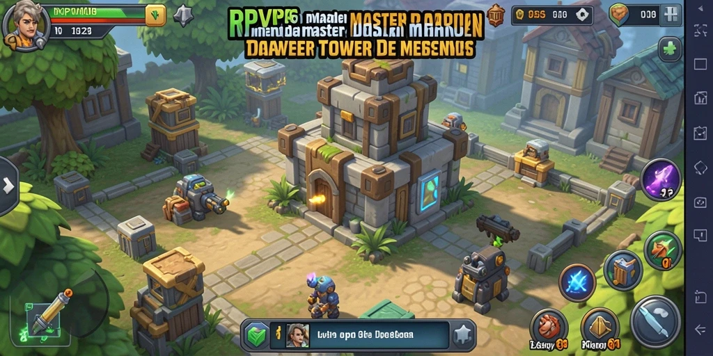 Screenshot gameplay RPVIP6 yang menarik dengan menara pertahanan.