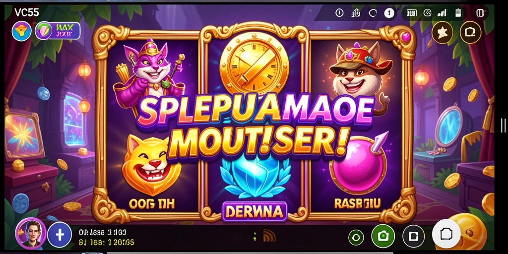 Tampilan gameplay Slot VC55 yang mendebarkan dan penuh warna.