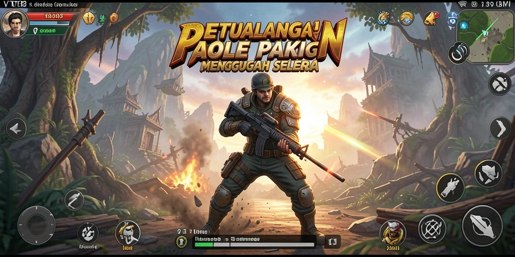 Screen utama VT38 menampilkan aksi pertarungan dengan musuh yang beragam.