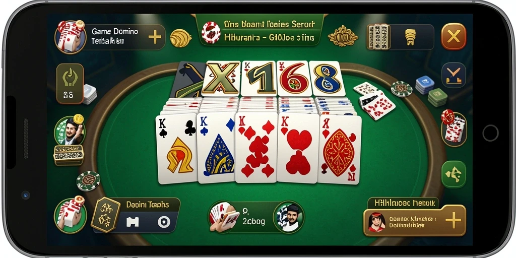 Tampilan gameplay seru dalam X168, bertema Domino yang mengasyikkan.